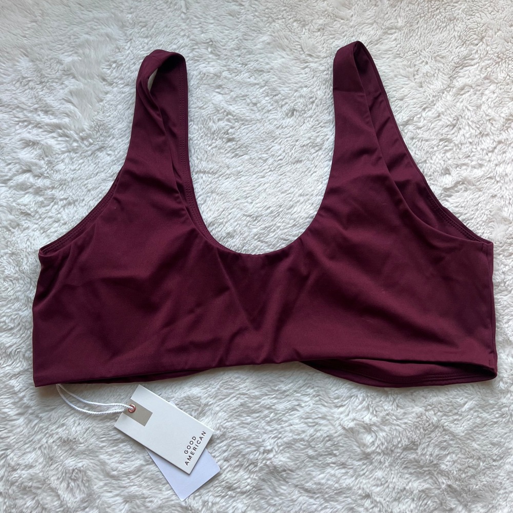 Good American Always Fits Scoop Bikini Top Spice Burgundy GSW1097 Plus Size 3XL